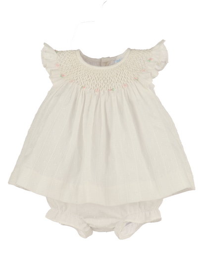 LULI & ME Plumeti Fantasy Bishop White with pink 3 Piece Set - Persnickety Shop