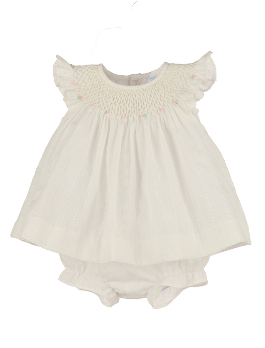 LULI & ME Plumeti Fantasy Bishop White with pink 3 Piece Set - Persnickety Shop