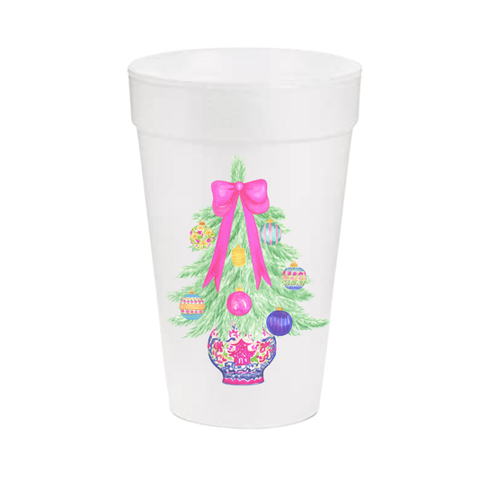 Merry & Bright Christmas Styrofoam Cup | Set of 10, 20 oz