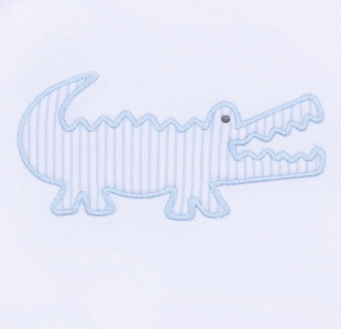 Magnolia Baby Gator Applique Collared Bubble - Light Blue - Persnickety Shop