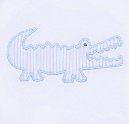 Magnolia Baby Gator Applique Collared Bubble - Light Blue - Persnickety Shop