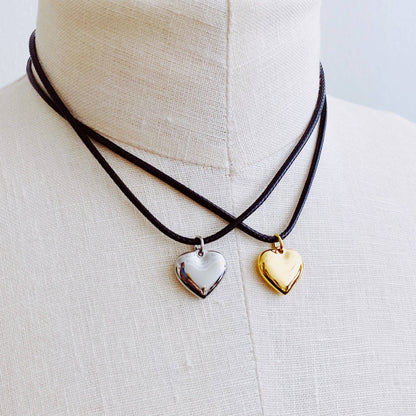 Gold Puffy Heart Necklace