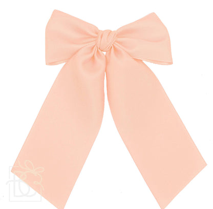 OPAQUE SATIN BOW W/ EURO KNOT & TAILS ON ALLIGATOR CLIPS: Antique White / 4.5" Large - Persnickety Shop