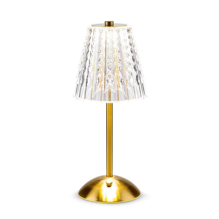 Crystal Shade Cordless Lamp- Gold - 12"H