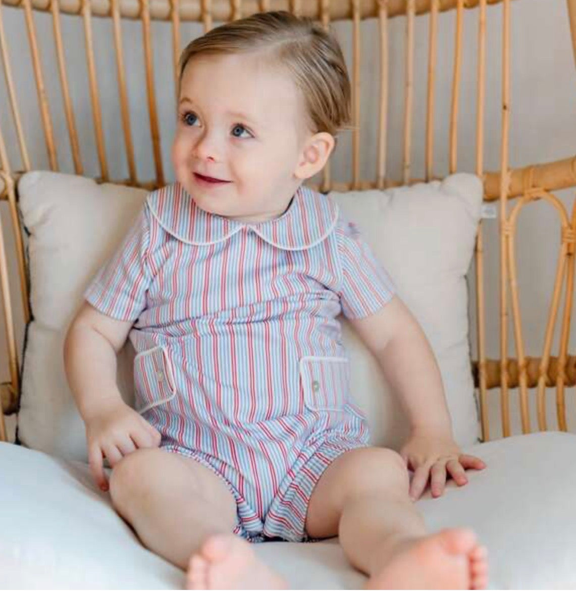 Lila & Hayes Henry Boys' Pima Cotton Shortall - Liberty Stripe - Persnickety Shop