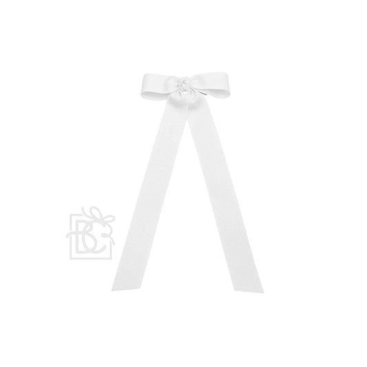 FLAT BOW W/ 7" STREAMERS ON ALLIGATOR CLIP: 3.5" W/ 7" Streamers / ANTIQUE WHITE - Persnickety Shop