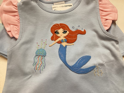 Squiggles Mermaid Athletic Short & Ruffle Top