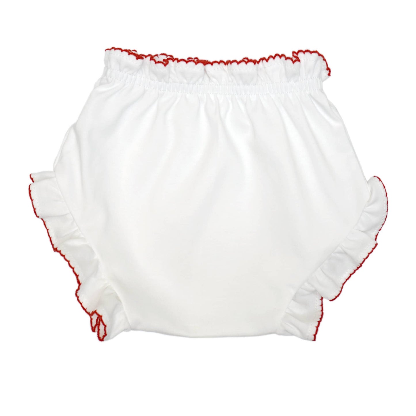 Marcela Ruffled Edge Bloomers: White with Red Trim / 0-3 Months - Persnickety Shop