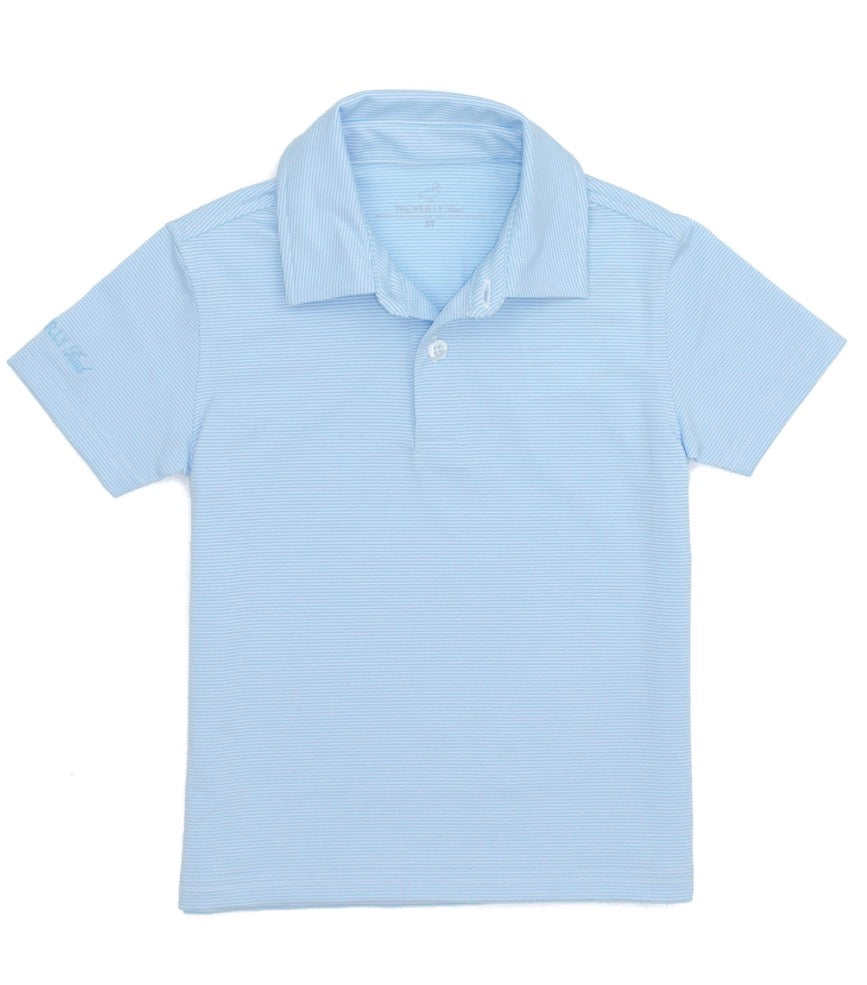 Properly Tied Boys Gulfport Polo Powder Blue Stripe - Persnickety Shop