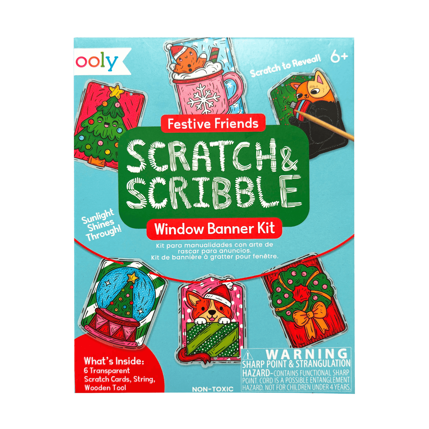 Ooly Mini Scratch & Scribble Window Banner Kit - Festive Friends