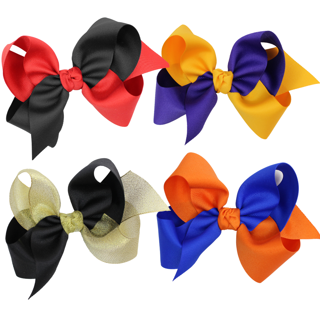 COLLEGIATE CRISSCROSS BOWS: WHITE/ CRANBERRY / 6.5" JUMBO