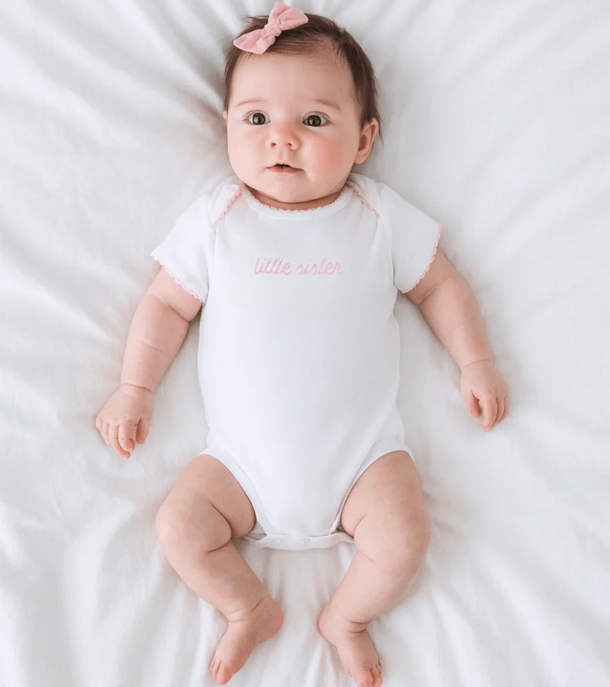 Little Sister Embroidered Short Sleeve Bodysuit - Persnickety Shop