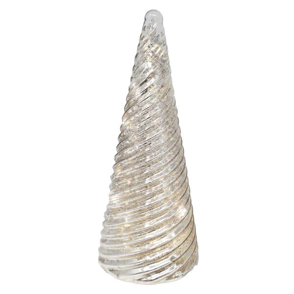 12 inch Silver Spiral Mercury Glass LED Tree - Persnickety Shop