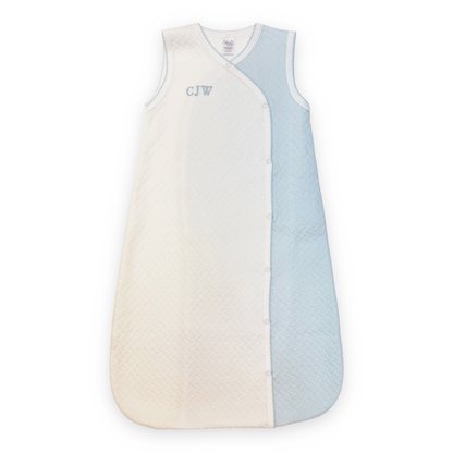 Marcela Pima Cotton Sleep Sack w/ Zipper: White with Blue / 0-6 Months - Persnickety Shop