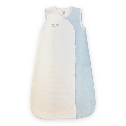 Marcela Pima Cotton Sleep Sack w/ Zipper: White with Blue / 0-6 Months - Persnickety Shop