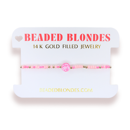 Disco Ball Bracelet on Pink Sprinkle: Standard 6.75 Inch