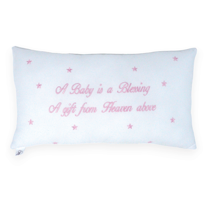 Marcela Baby is a Blessing Pillow: Pink - Persnickety Shop