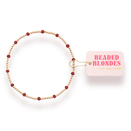 Crimson Red Dainty Poppi Bracelet: Extended 7.25 inch