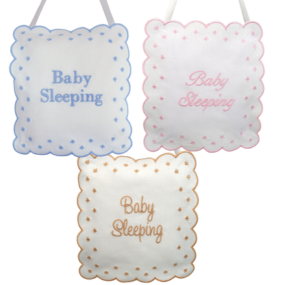 Marcela Linen Baby Sleeping Sign Pillow: Beige - Persnickety Shop