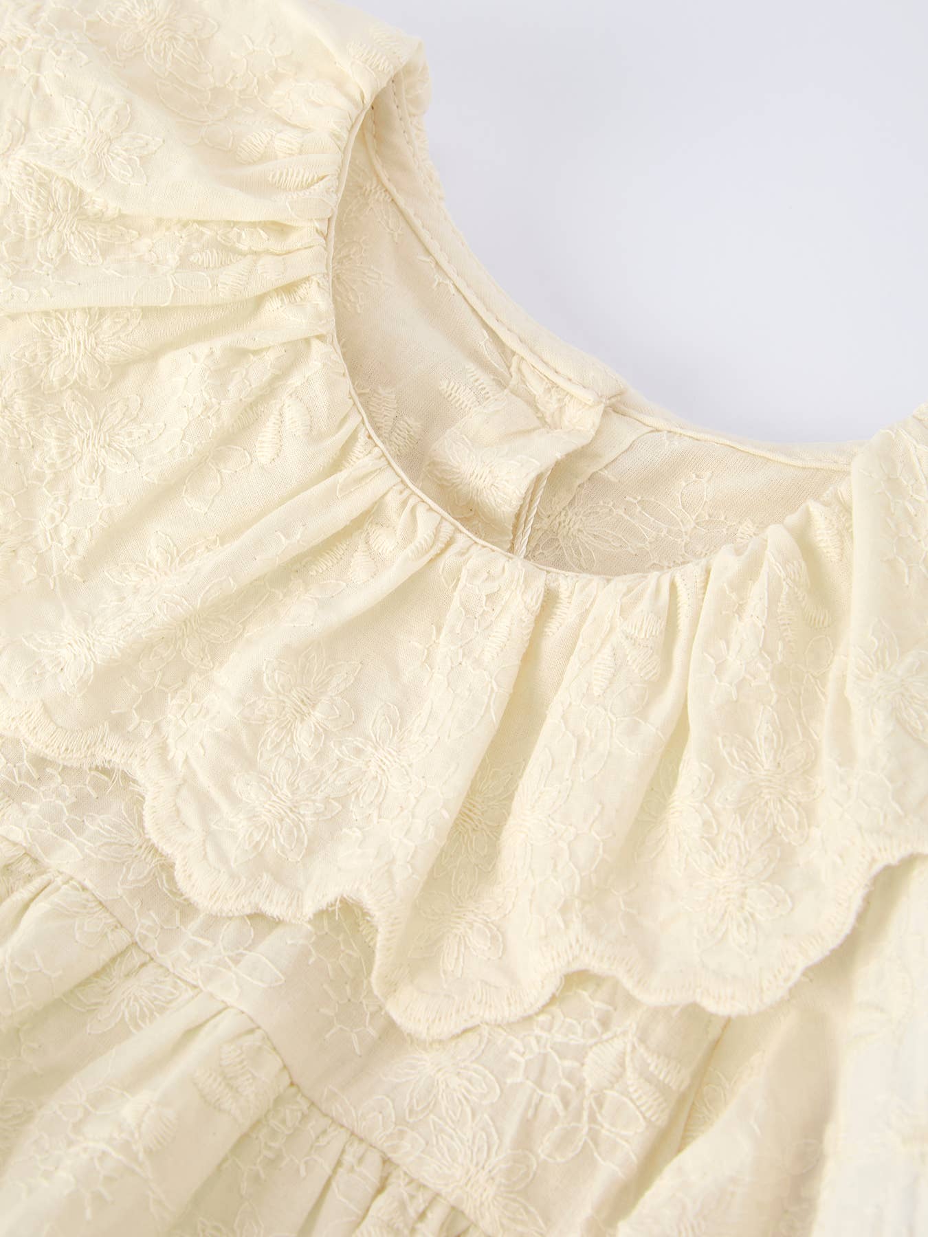 Long-Sleeved Embroidered Baby Doll Collar Romper: 24M - Persnickety Shop