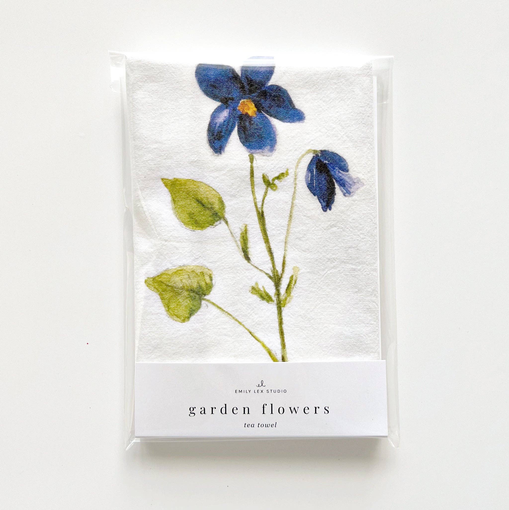 EMILY LEX Garden flowers tea towel