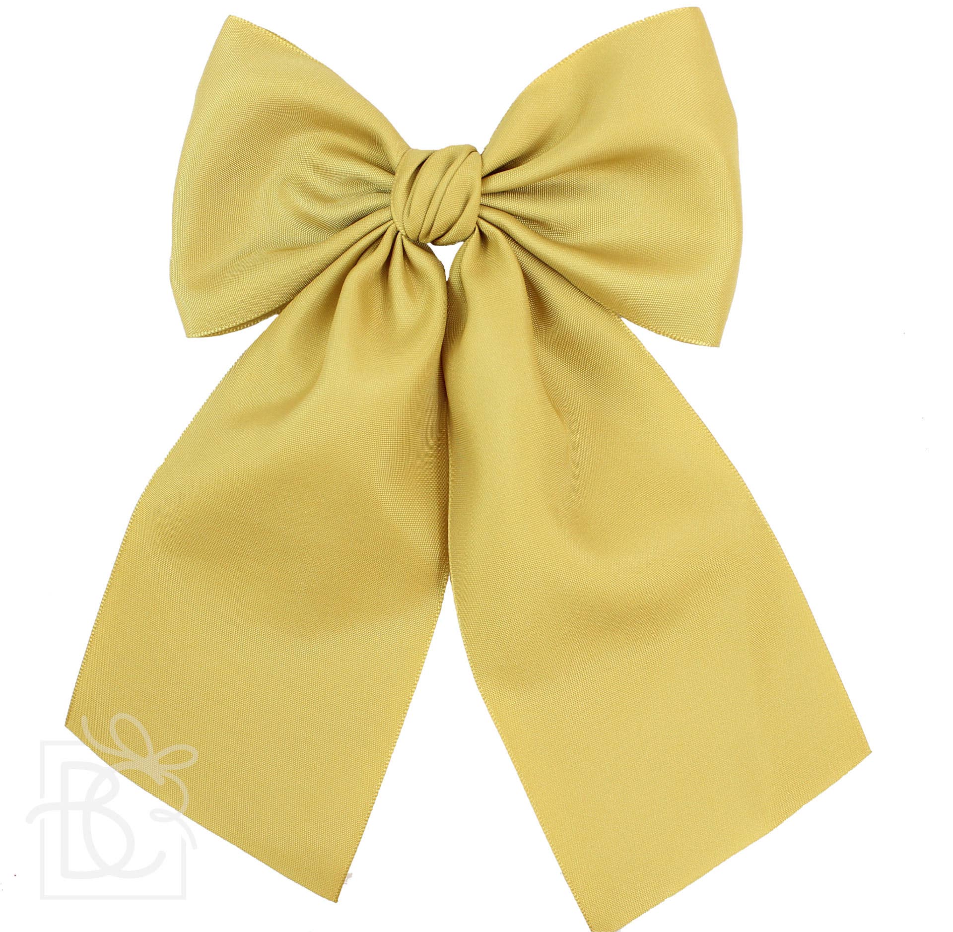 OPAQUE SATIN BOW W/ EURO KNOT & TAILS ON ALLIGATOR CLIPS: Antique White / 4.5" Large - Persnickety Shop