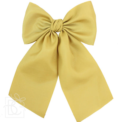 OPAQUE SATIN BOW W/ EURO KNOT & TAILS ON ALLIGATOR CLIPS: Antique White / 4.5" Large - Persnickety Shop