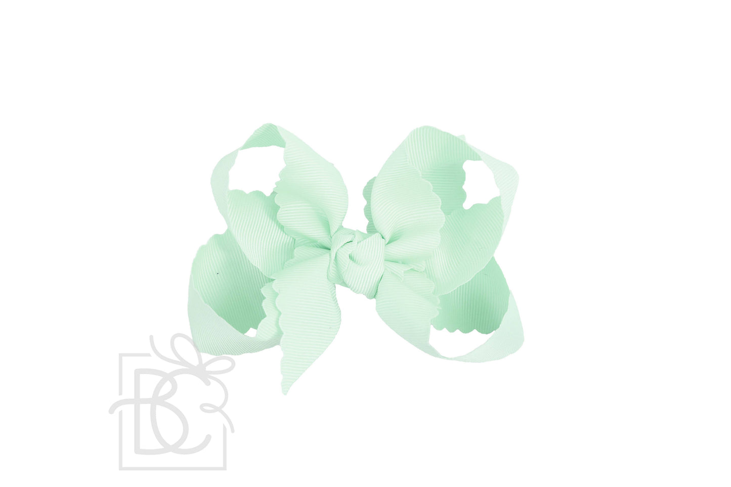 SCALLOPED EDGE BOW: Powder Mint / 4.5" Large - 1.5" Ribbon on Alligator Clip