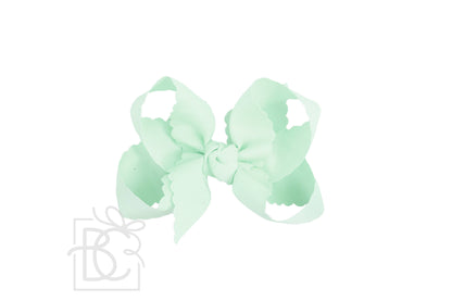 SCALLOPED EDGE BOW: Powder Mint / 5.5" Extra Large - 2.25" Ribbon on Alligator Clip