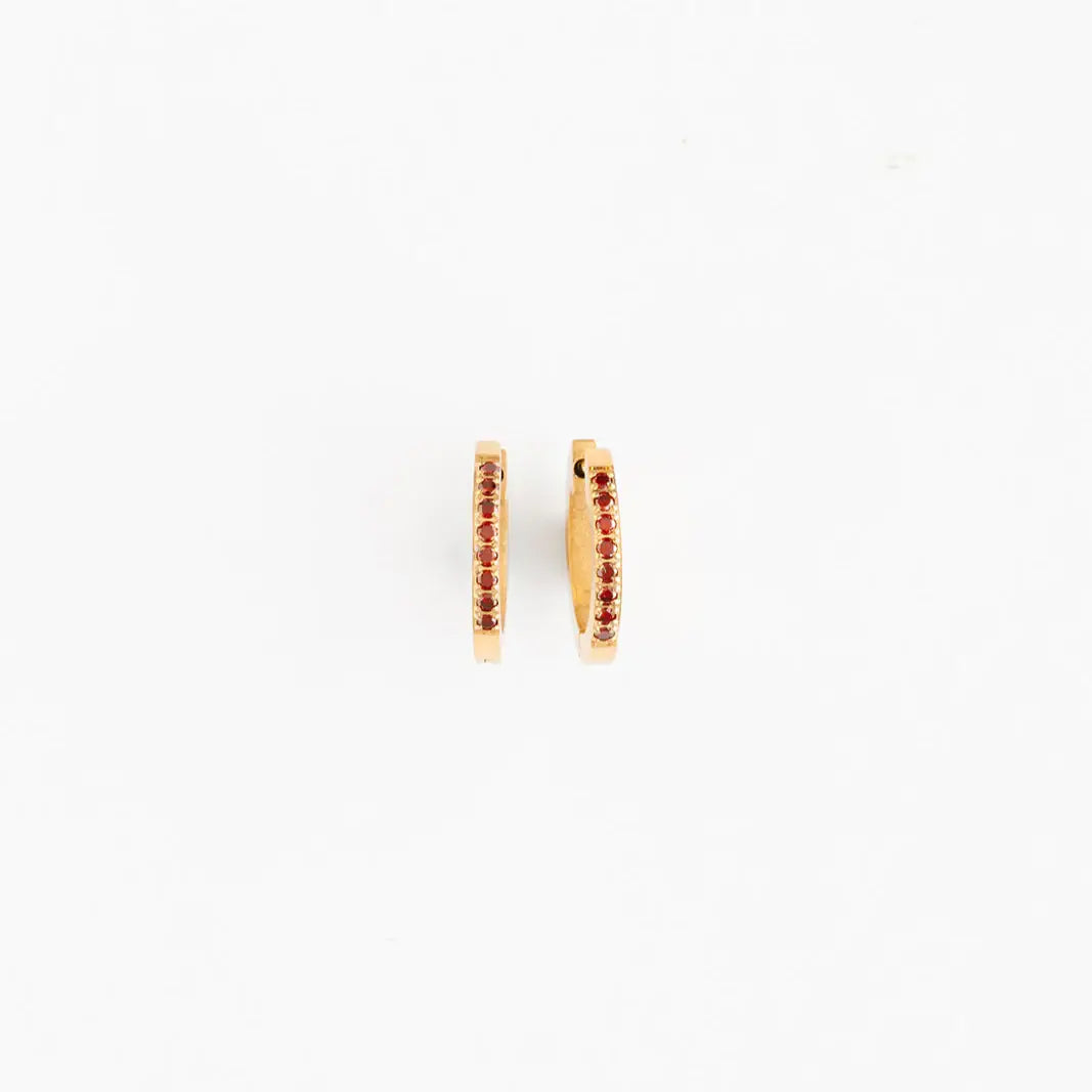 Gem Hoop Earrings - Hypoallergenic, Flat Back, Girl Gift: Silver