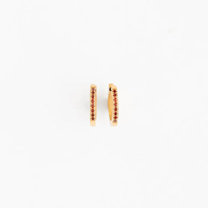 Gem Hoop Earrings - Hypoallergenic, Flat Back, Girl Gift: Silver