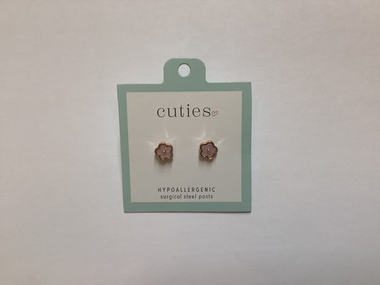 Earrings-Pink and Gold Flowers