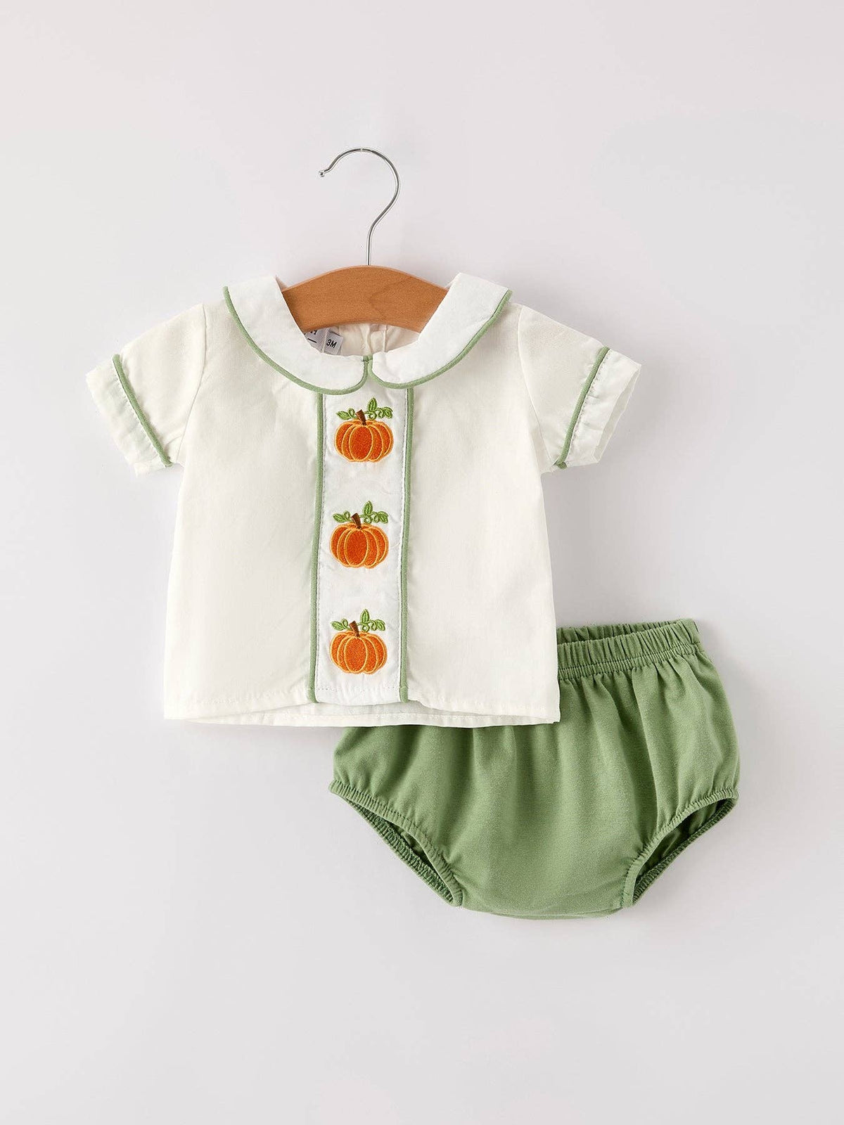 Fall Halloween & Thanksgiving Applique Plaid Boys Bloomers Romper Set: 18M