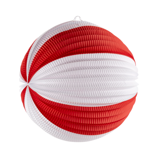 BEC1103 - Red and Cream Accordion Paper Lanterns - Persnickety Shop