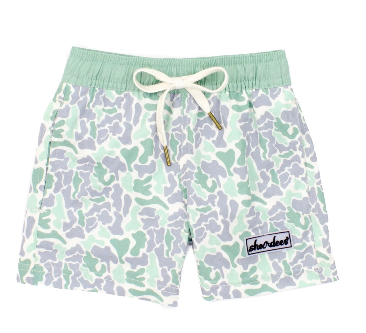 Properly Tied Boys Shordees Swim Trunk Sage Camo - Persnickety Shop