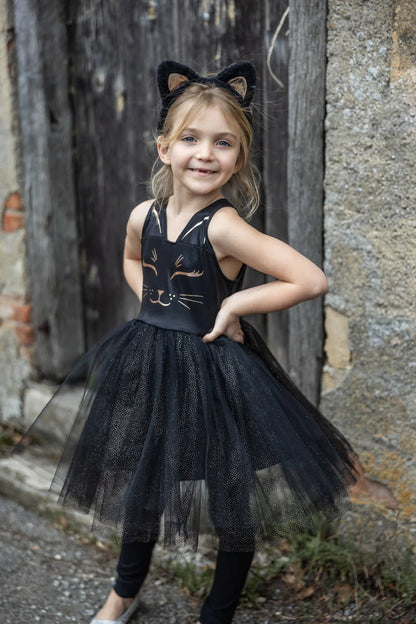 Great Pretenders Black Cat Dress & Headpiece, size 5-6