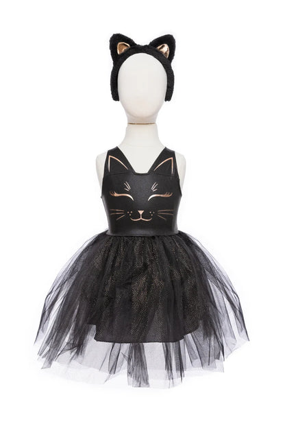 Great Pretenders Black Cat Dress & Headpiece, size 5-6