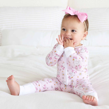 Silly Goose Convertible Zip Romper | Pink: 6-12 months - Persnickety Shop