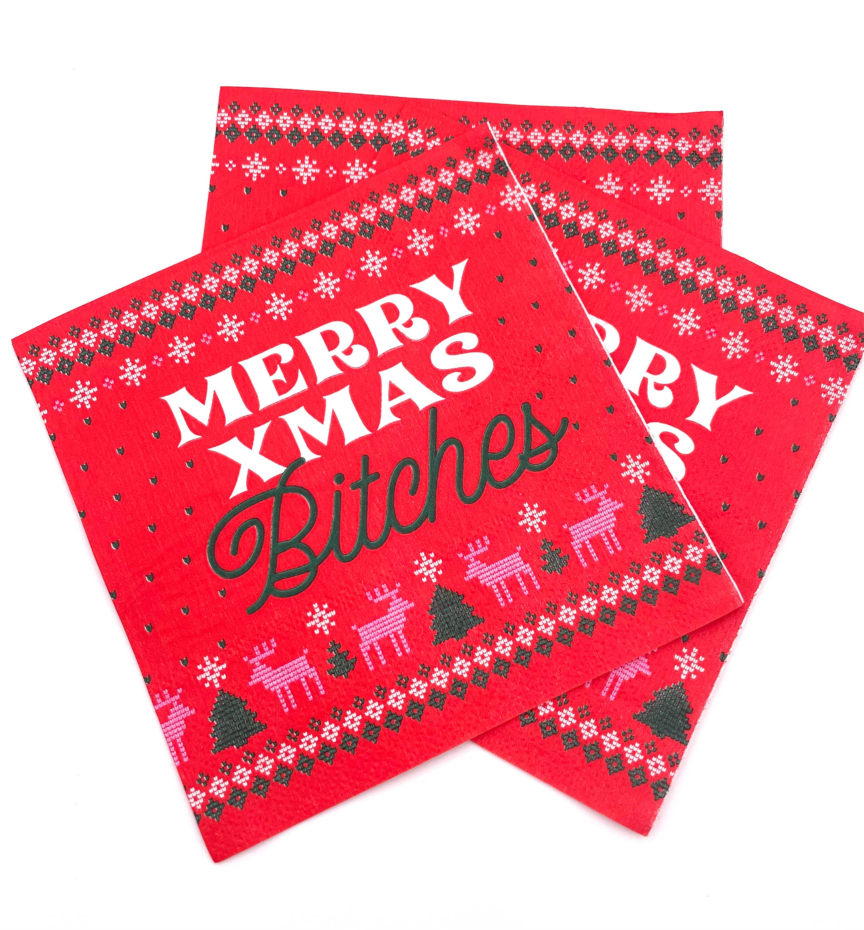 Funny Christmas Cocktail Napkins | Merry Xmas B*tches - 20ct - Persnickety Shop