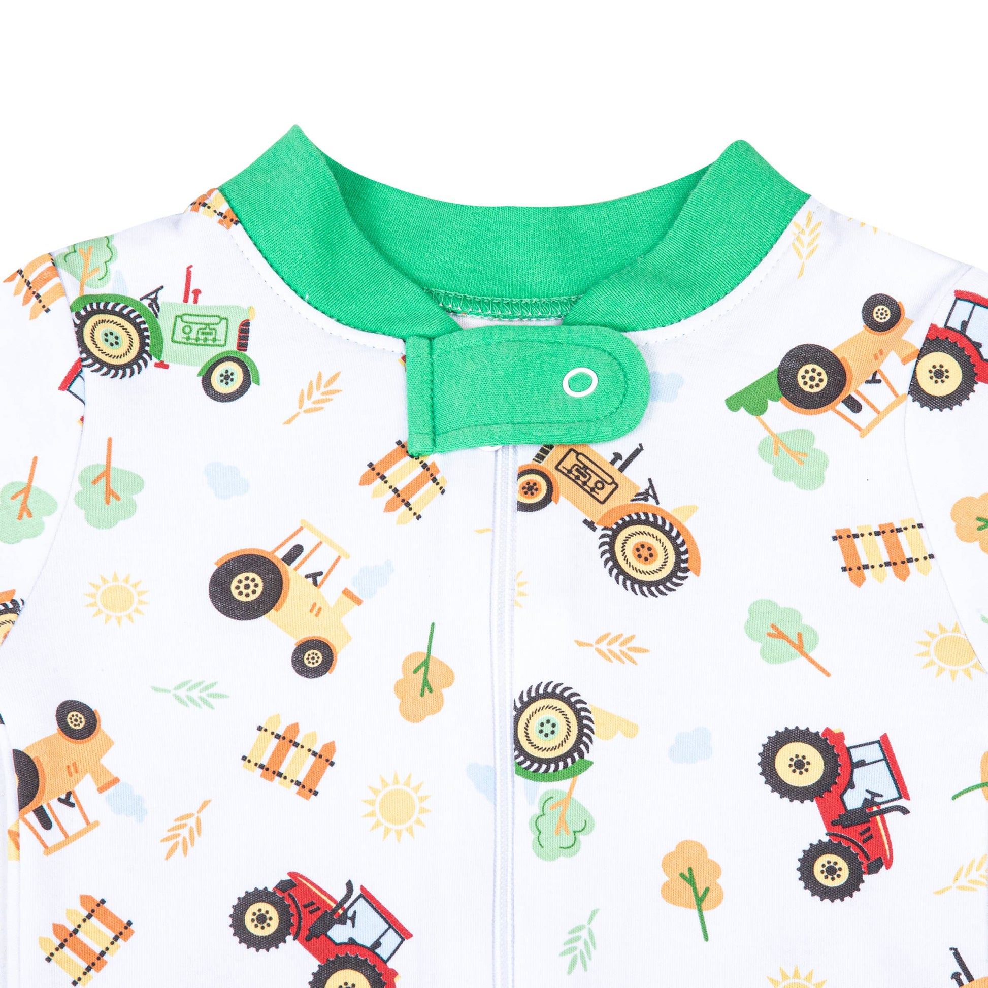 Tractor Time Green Zipper Pajamas: Green / 9M/LG - Persnickety Shop