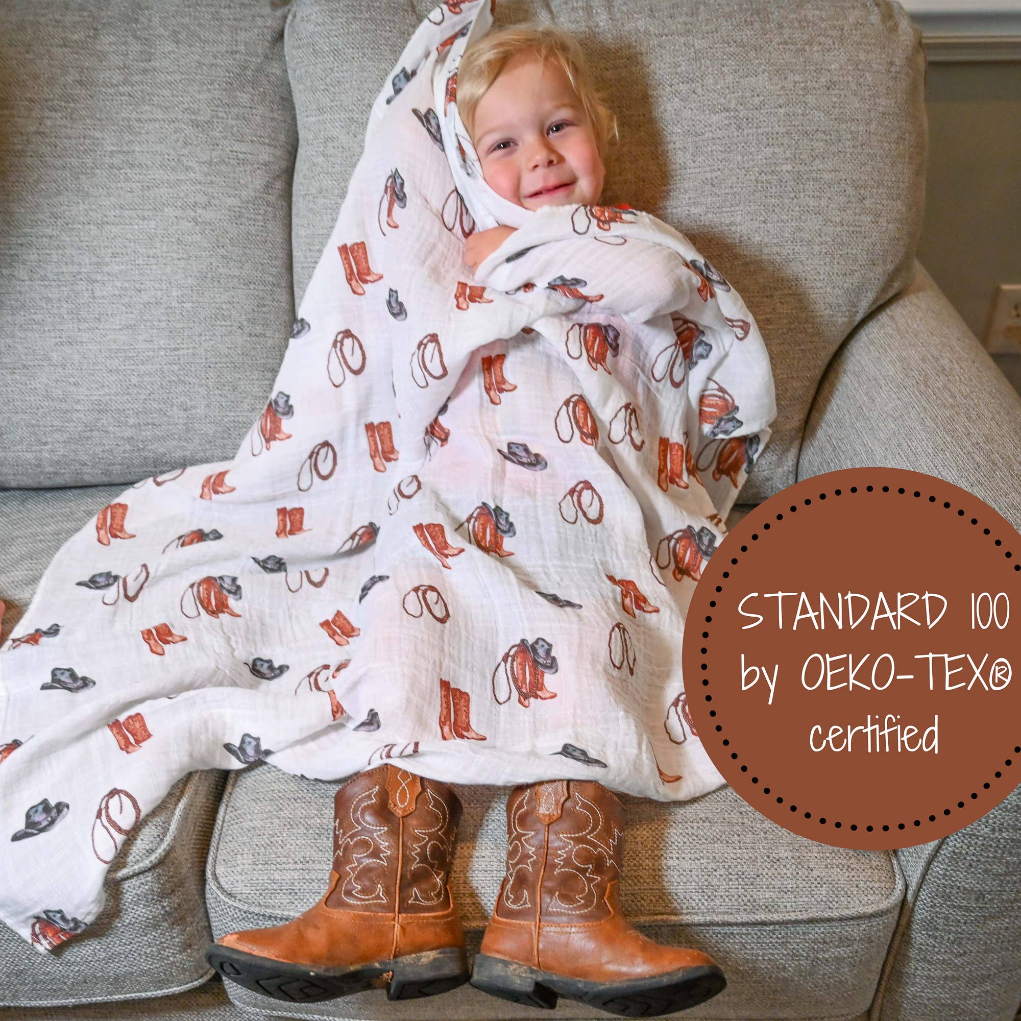 Life Is Better In Boots Western Baby Swaddle Blanket