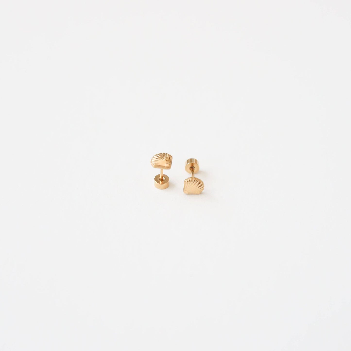 Seashell Stud Earring - Hypoallergenic, Flat Back, Girl Gift