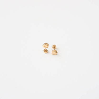 Seashell Stud Earring - Hypoallergenic, Flat Back, Girl Gift