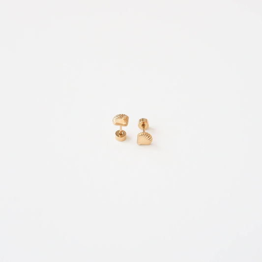 Seashell Stud Earring - Hypoallergenic, Flat Back, Girl Gift