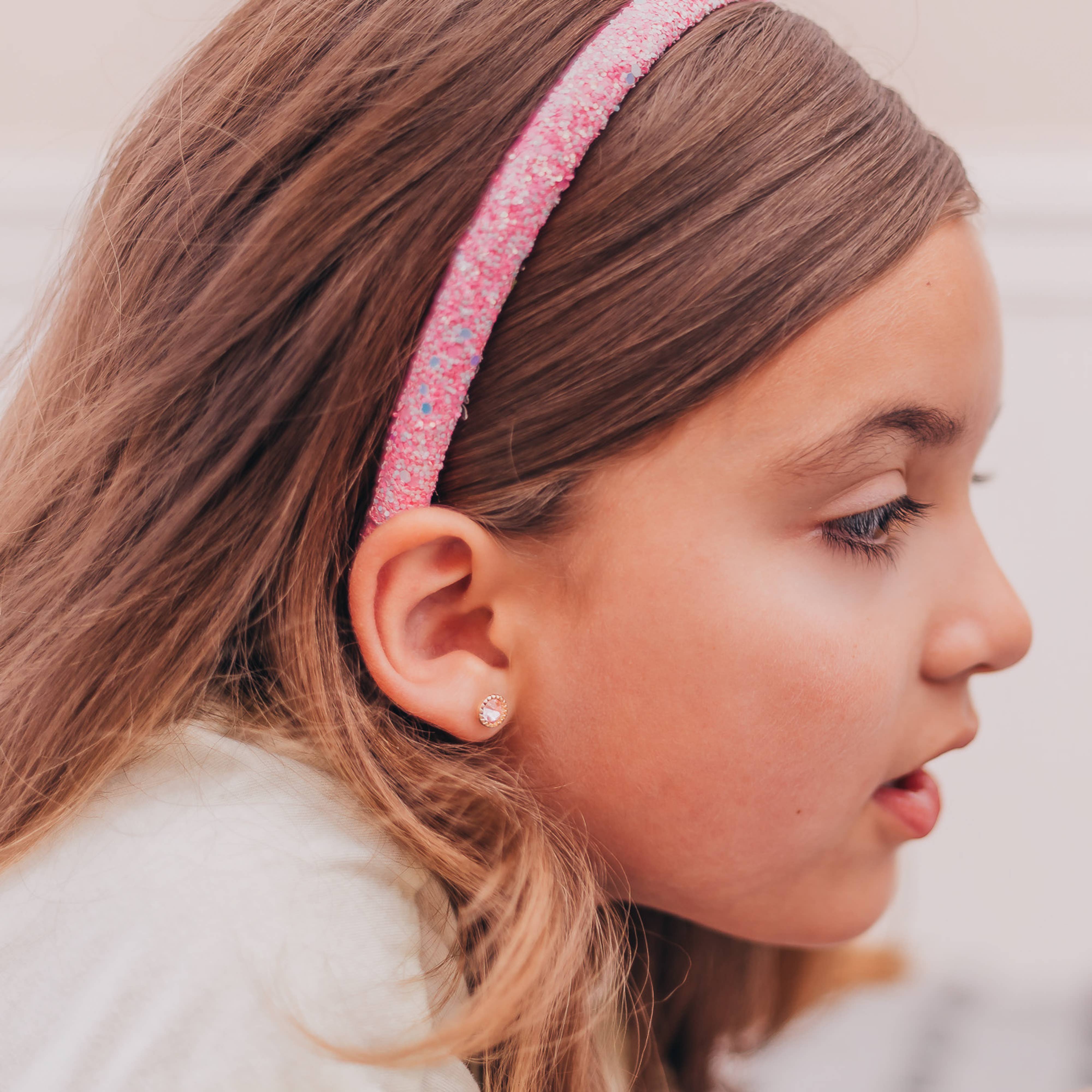 Thin Glitter Headband - Padded Hair Bands: Pink