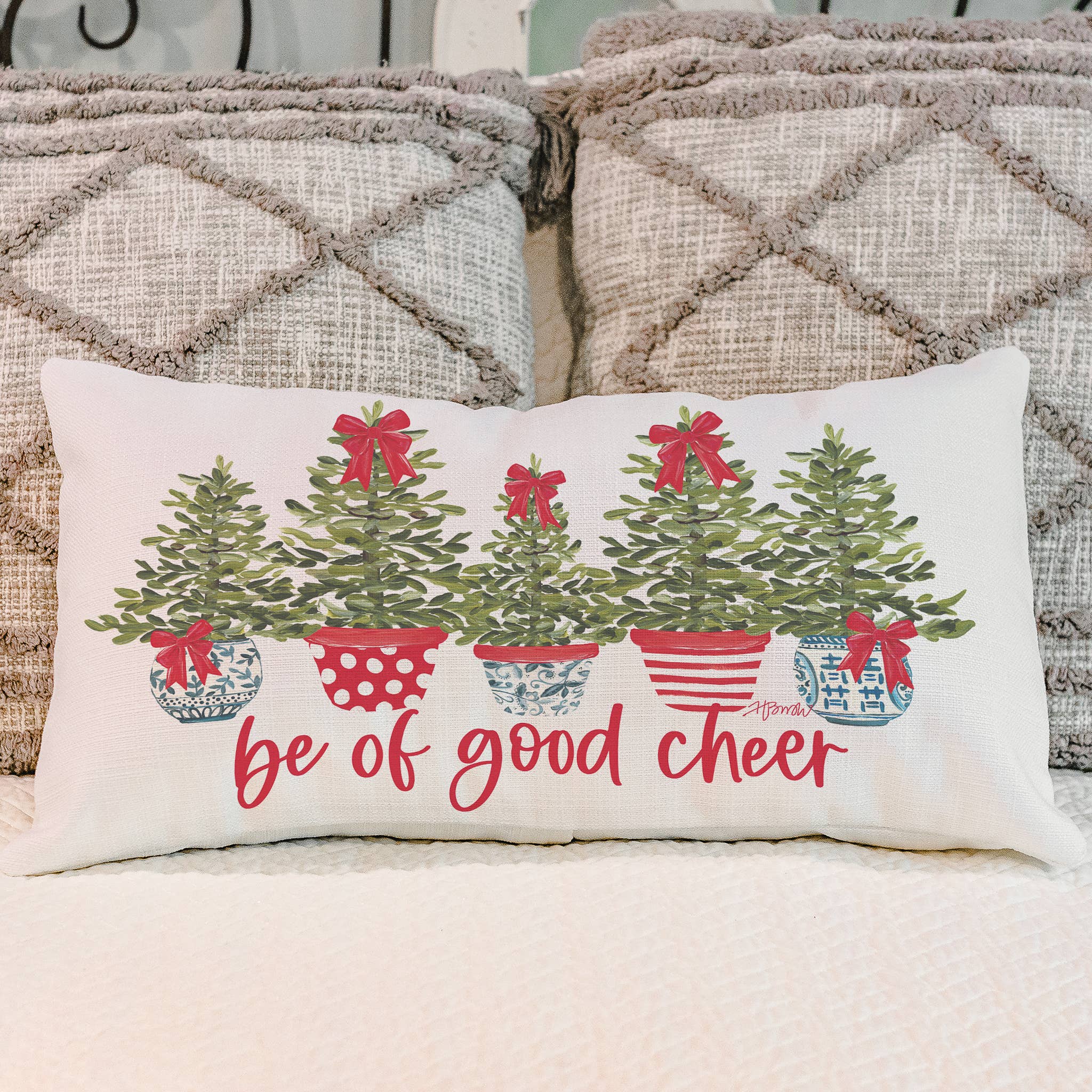 Christmas "Be of Good Cheer" Pillow: 14"x24" / Pillow - Persnickety Shop