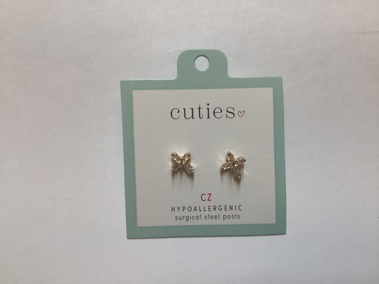 Earrings-Gold Crystal Crosses