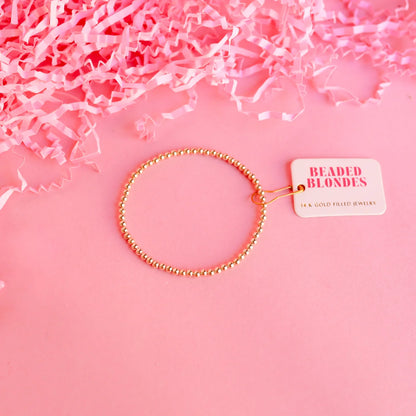 Beaded Blondes 3MM Gold Beaded Bracelet 6.75 inch