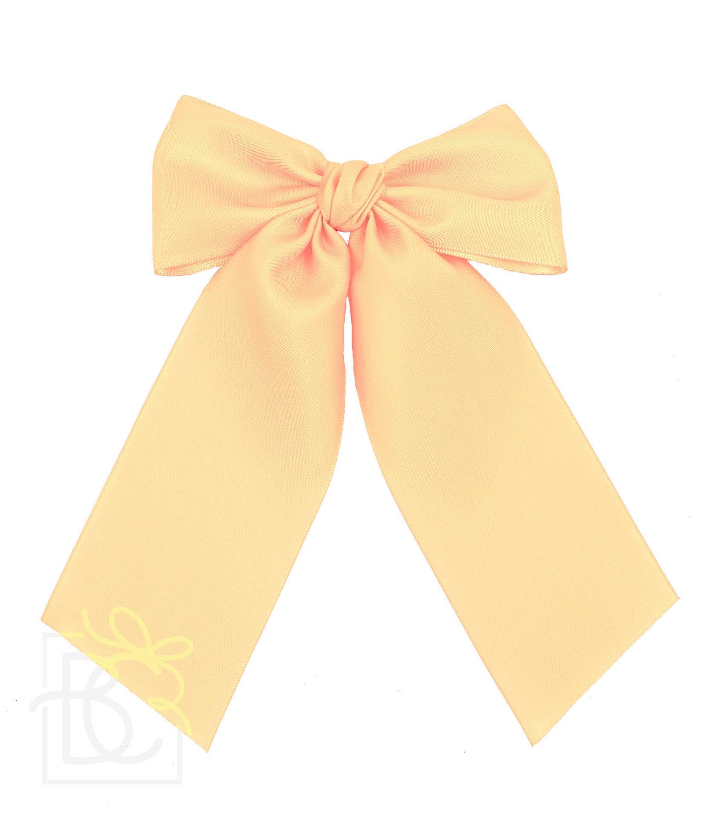 OPAQUE SATIN BOW W/ EURO KNOT & TAILS ON ALLIGATOR CLIPS: Antique White / 4.5" Large - Persnickety Shop