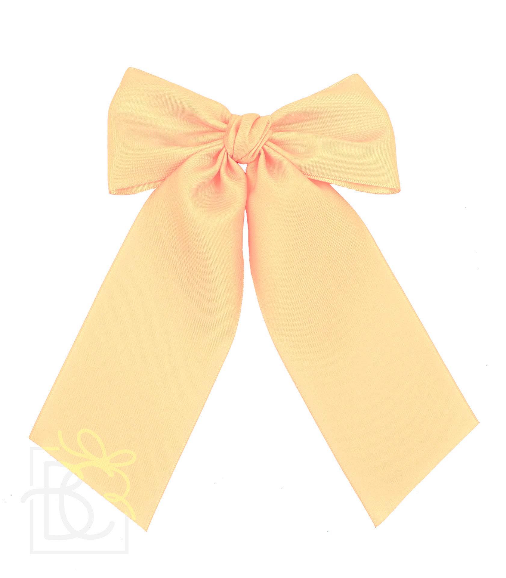 OPAQUE SATIN BOW W/ EURO KNOT & TAILS ON ALLIGATOR CLIPS: Antique White / 4.5" Large - Persnickety Shop